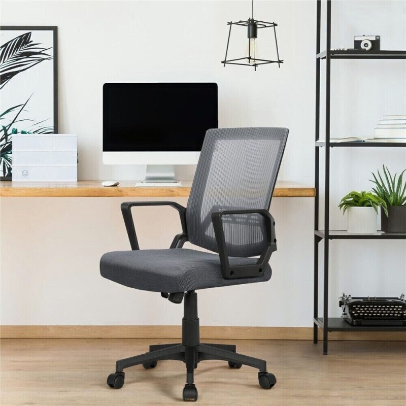 Mid-Back Mesh Adjustable Ergonomic Computer Chair, Gray