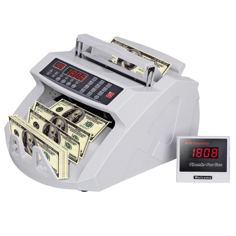 Money Counter Bill Counting Machine Counterfeit Detector UV & MG Cash Bank