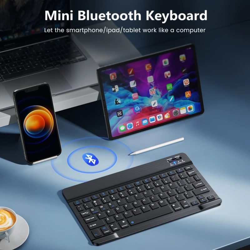 Mini rechargeable keyboard with wireless bluetooth