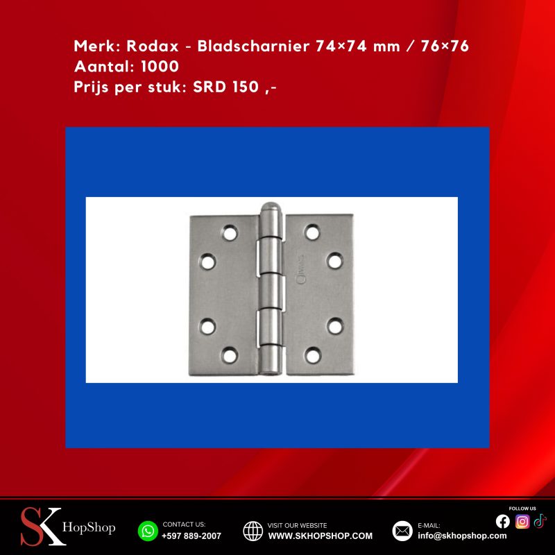 Rodax - Bladscharnier 74 X 74 mm / 76X76