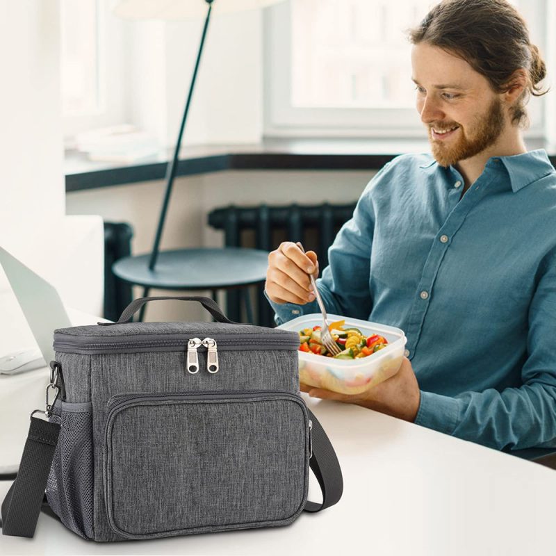 Ruime, waterdichte koeltas in grijs – thermisch geïsoleerd, geschikt voor lunch en take-away, met lage groothandelsprijs en personalisatieoptie