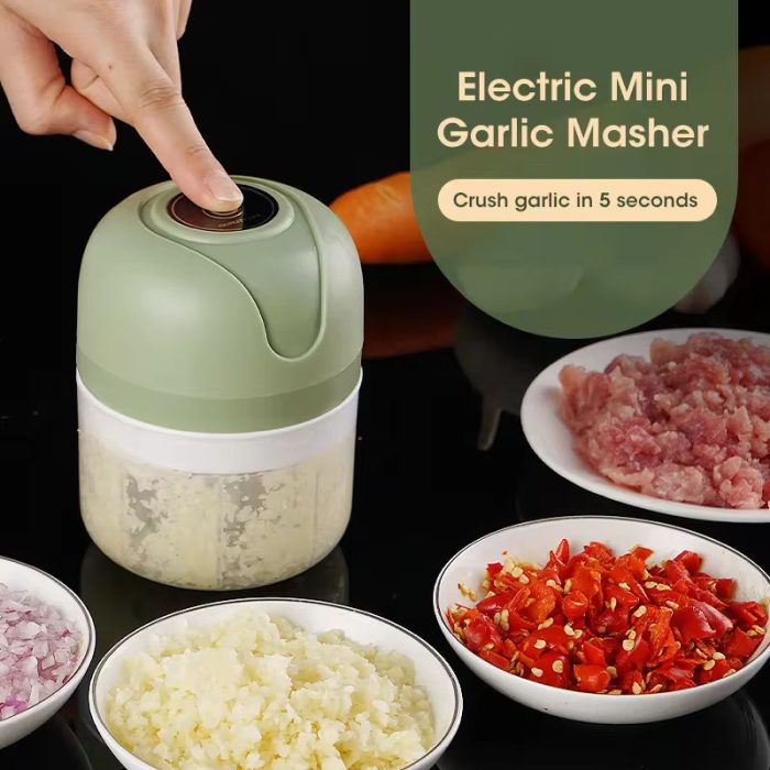 Mini elektrische voedselhakker – USB-oplaadbaar, ideaal voor knoflook, gember, vlees en meer.